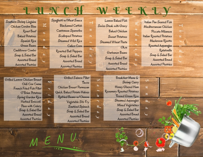 Weekly Menu Flyer (format US Letter) template