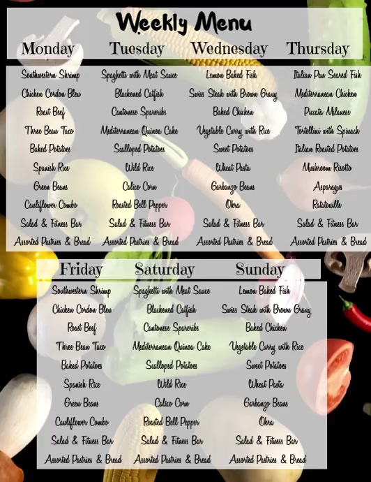 Copy of Weekly Menu | PosterMyWall
