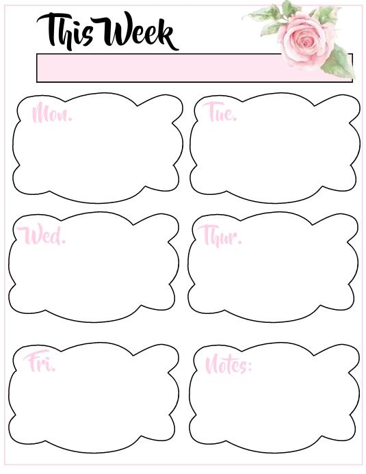 Weekly Notes binder page Flyer (US Letter) template