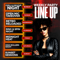 Black Nightclub Weekly Lineup โพสต์บน Instagram Template