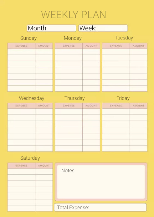 Weekly Plan Template | PosterMyWall