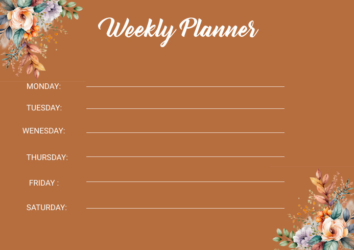 WEEKLY PLANNER Template | PosterMyWall