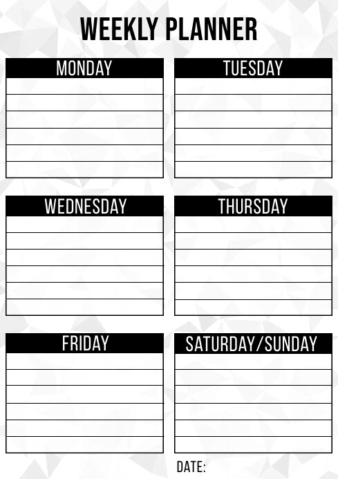 weekly planner printable a4 postermywall