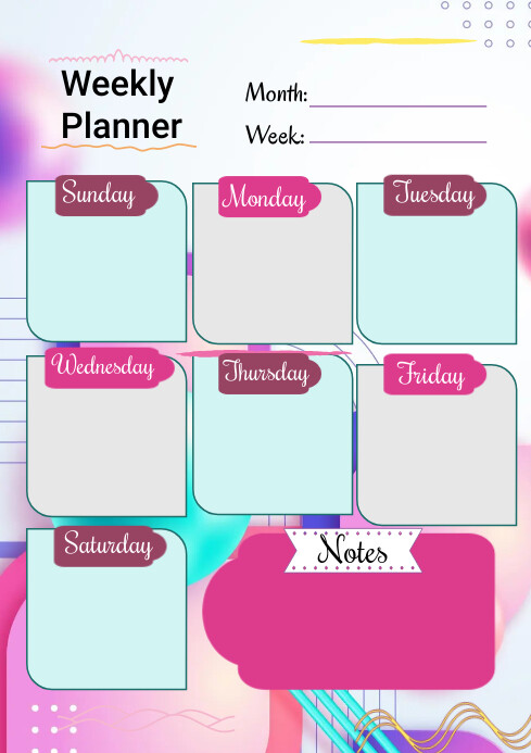 Weekly Planner Template เทมเพลต | PosterMyWall