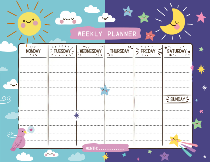 Copy of Weekly Planner Timetable | PosterMyWall