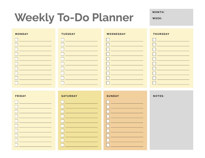 Weekly Planner to-do list printable template เทมเพลต | PosterMyWall