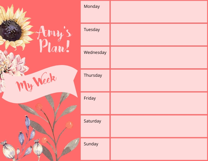 Weekly Planner Woman personalized Template | PosterMyWall