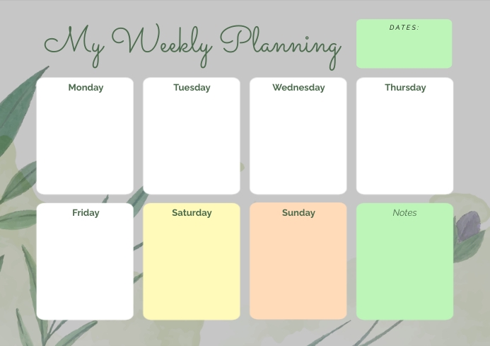 Weekly Planning Sheet Template Board | PosterMyWall