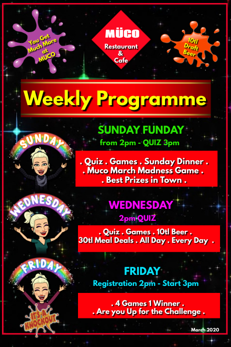 Weekly Programme Template | PosterMyWall