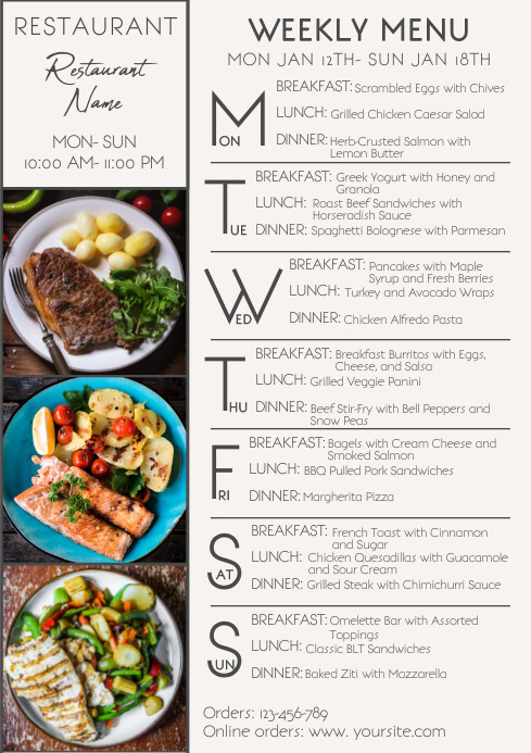 Weekend Set Menu Design Copy of Weekly Resturant Menu Template Free Download | PosterMyWall