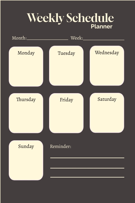 Weekly Schedule Planner Template | PosterMyWall