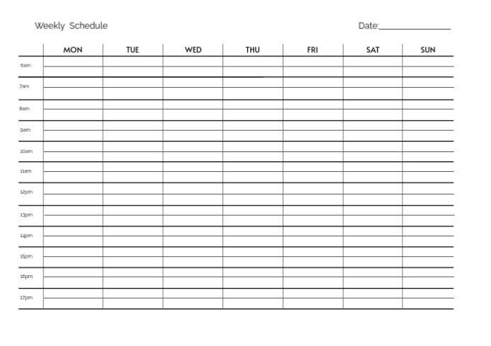 Weekly Schedule printable Template | PosterMyWall