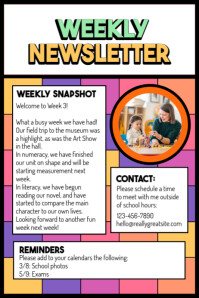 weekly school newsletter Plakat template