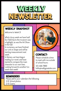 weekly school newsletter Plakat template