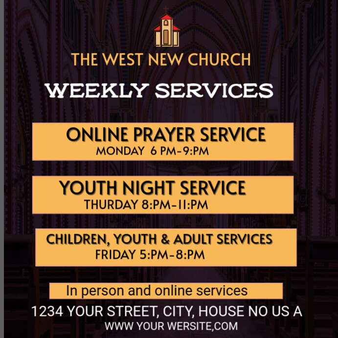 Weekly service schedule Template | PosterMyWall