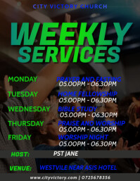 Weekly Service Green Weekly services Template | PosterMyWall