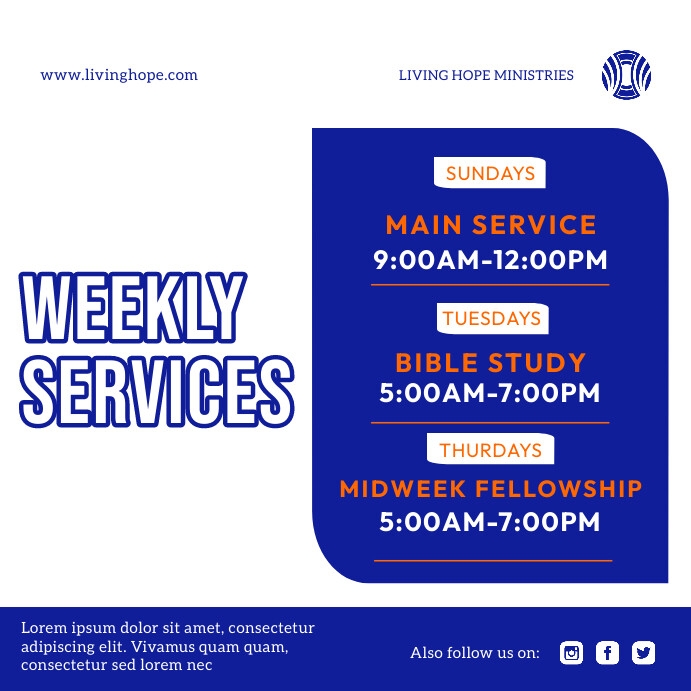 Weekly services Template | PosterMyWall