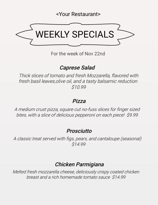 Weekly Specials Template | PosterMyWall