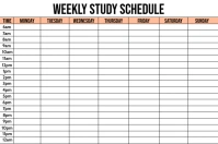 Weekly Study Schedule Template แบนเนอร์ 4' × 6'