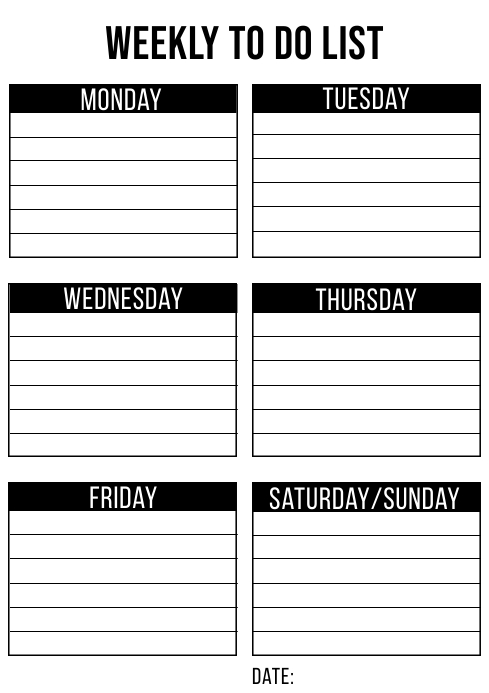 Weekly To Do List Printable