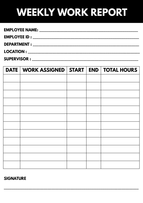 Copy of Weekly Work Report Printable Template | PosterMyWall