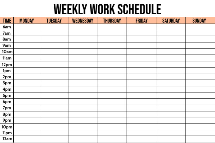 Weekly Work Schedule Template PosterMyWall