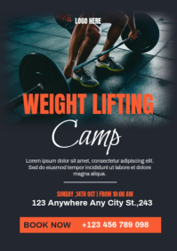 Weight Lifting Camp Poster Template – Strength Training & Fitness Event Design A2