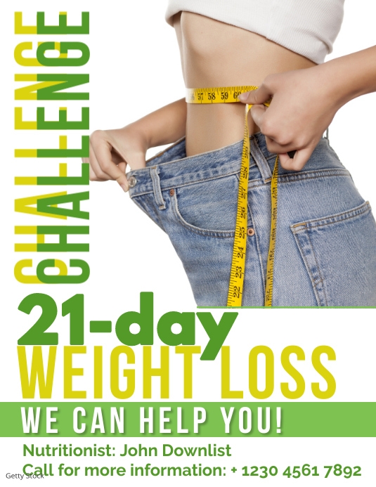 Weight Loss 21days challenge flyer Løbeseddel (US Letter) template