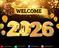 Welcome 2024 happy new year fireworks template card Medium Rectangle
