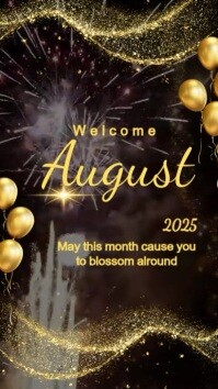 Welcome August and happy new month greetings Instagram Story template