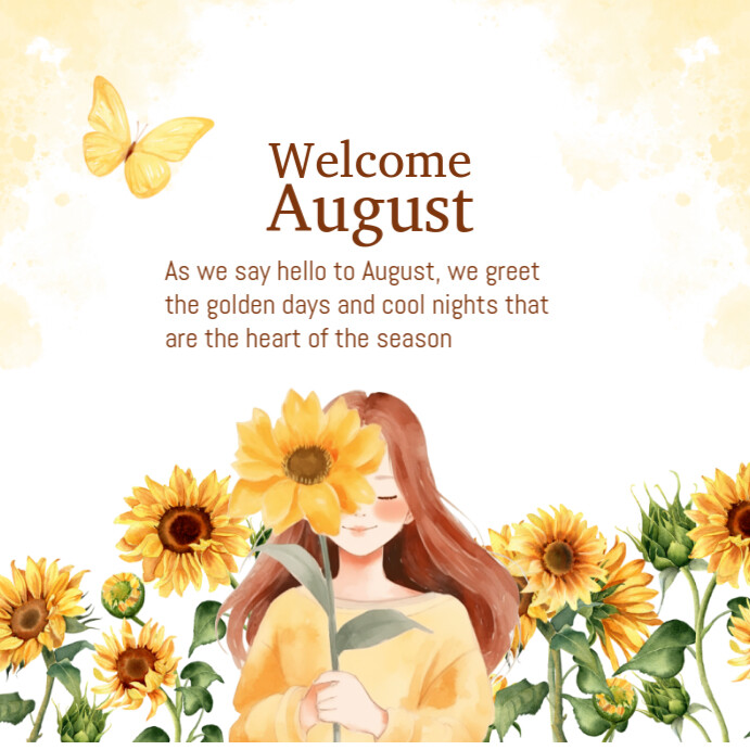 Welcome August Instagram Post Template | PosterMyWall