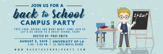 Welcome Back to School Campus Party Banner Баннер 2 фута × 6 футов template