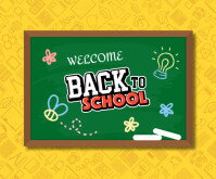 黄色 Back to School Mittelgroßes Rechteck Template
