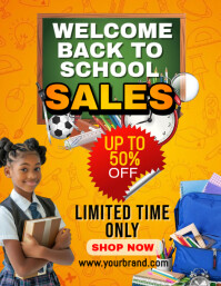 Naranja Back to School Sales Promotion Flyer Template