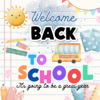 Welcome Back to School Label Publicación de Instagram template