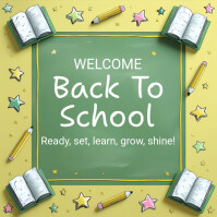 Welcome Back To School Online Greeting Card. Message Instagram template