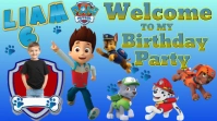 Welcome Birthday Party Paw Patrol Banner Poster Pantalla Digital (16:9) template