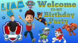 Welcome Birthday Party Paw Patrol Banner Poster Pantalla Digital (16:9) template