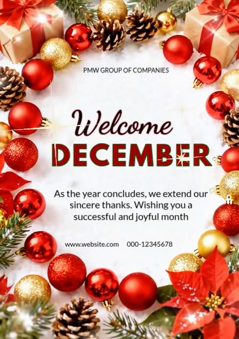 Copy of Welcome December Holiday Greeting Template – Festive Christmas ...