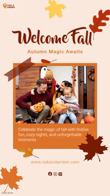 Welcome Fall Display Video Minimal Autumn งานแสดงผลงานแบบดิจิทัล (9:16) template
