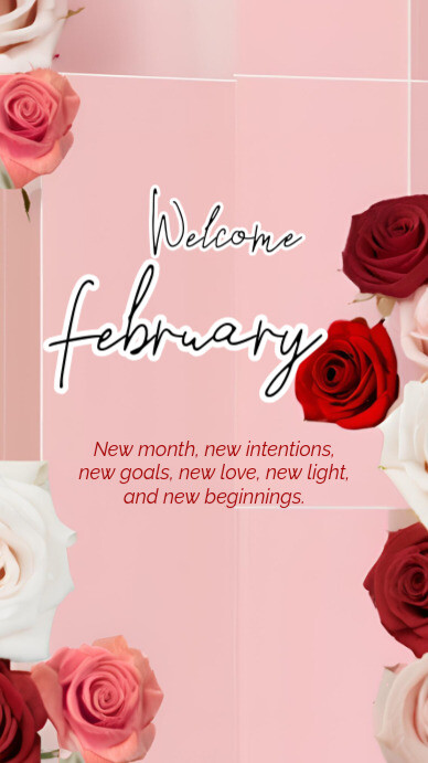 Welcome February with our beautiful hello February greeting template featuring a stunning floral Instagram Story