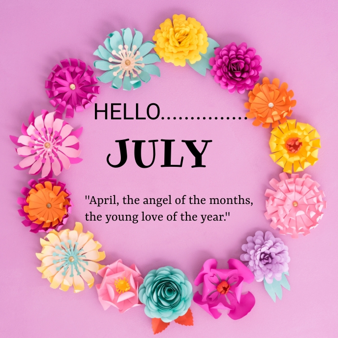 WELCOME JULY Publicação no Instagram template