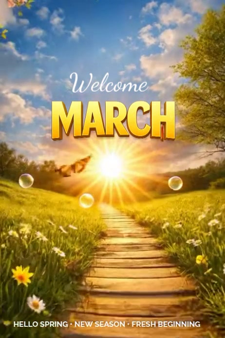 Welcome March Spring Flyer Template | Hello Spring New Season Fresh ...