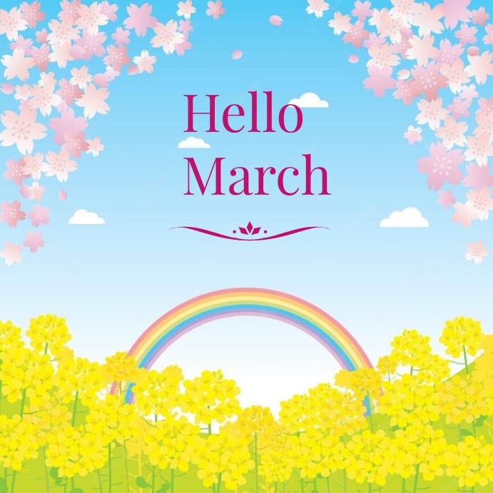 Plantilla de Bienvenido Marzo Primavera Instagram Publicar | PosterMyWall