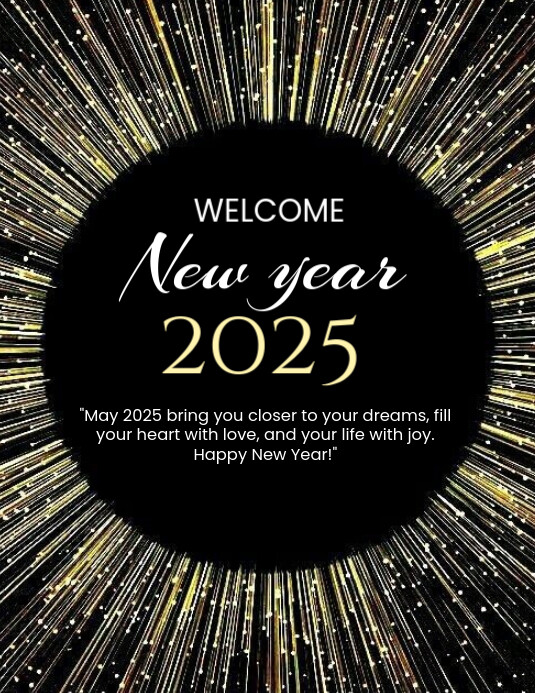 Welcome New Year 2025 Flyer Template Volantino (US Letter)