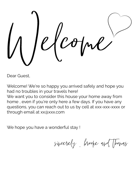 Welcome note Airbnb welcome note design Template PosterMyWall Welcome note Airbnb welcome note design Template PosterMyWall