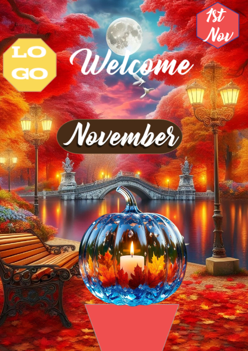 Red Welcome November A4 Template | PosterMyWall