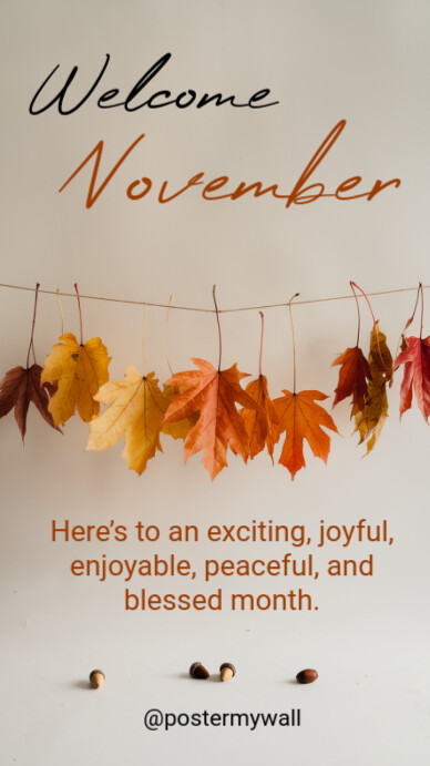 Welcome November/ hello November/ hello & welcome autumn greeting ...