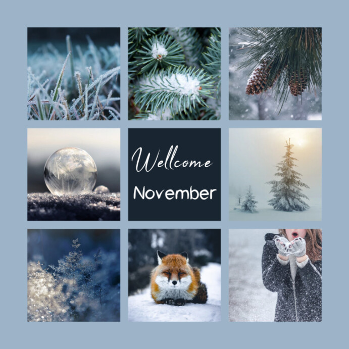 November 1 Posts Welcome November Instagram post online greeting cards Template ...