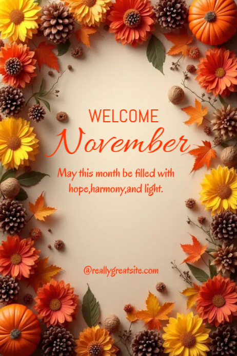 Brown November Welcome Posters Template | PosterMyWall